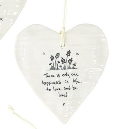 Happiness White Porcelain Heart Sentiment Gift Ornament