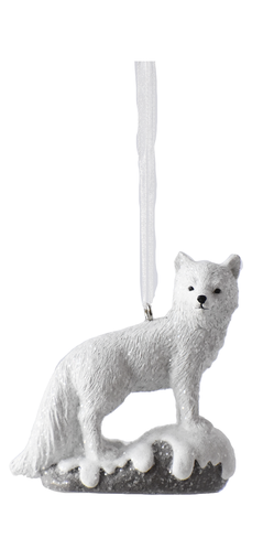 Fox White Wooodland Animal Ornament