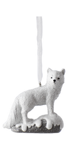 Fox White Wooodland Animal Ornament