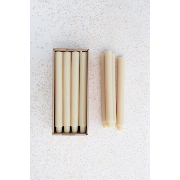 10in. Cream Pleated Taper Candles