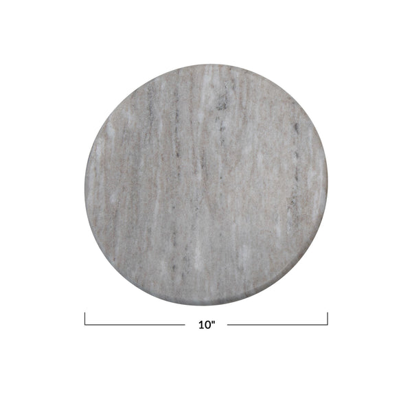Large Round Beige & White Marble Reversible Cheese Board, 10 in. Dia.