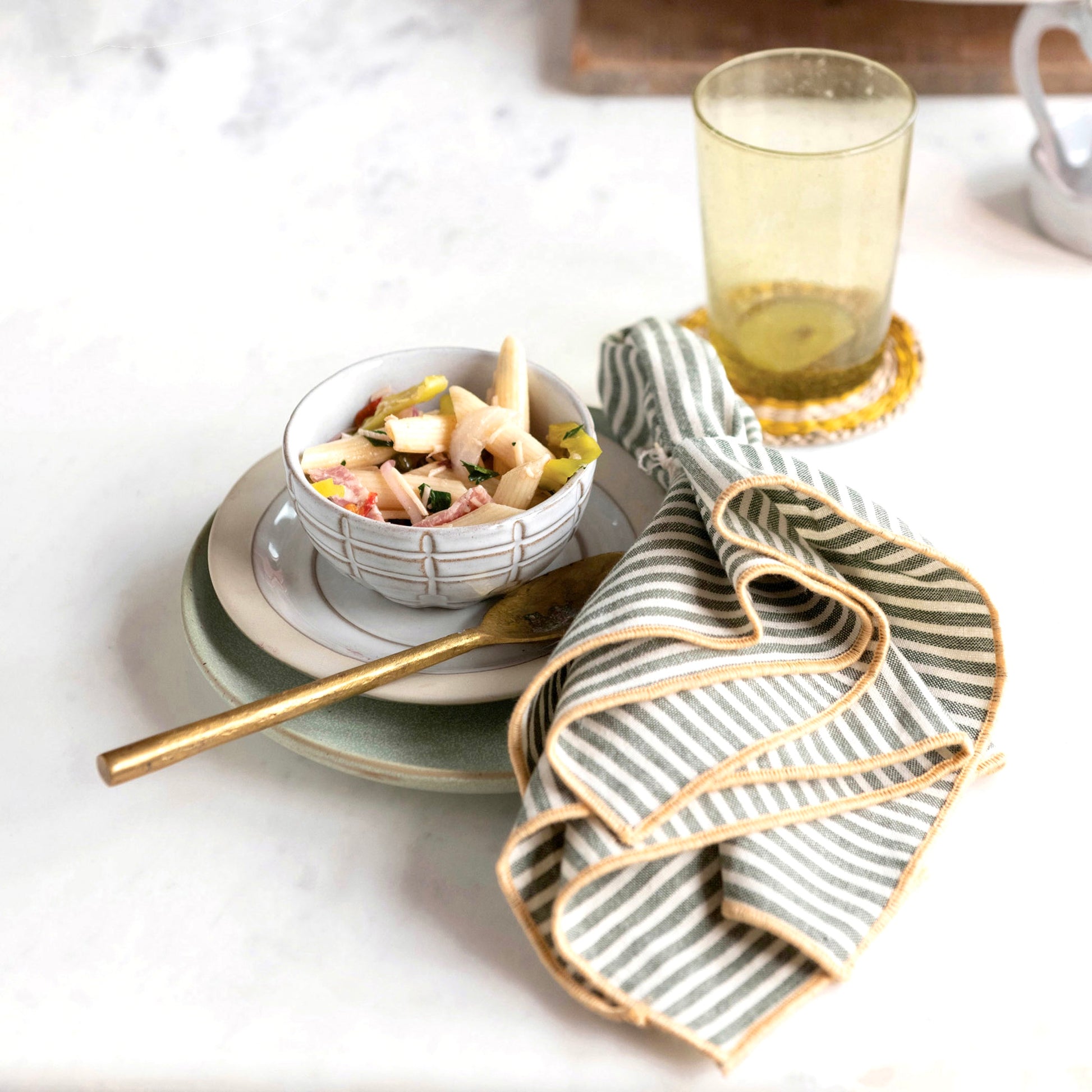debossed pattern stoneware prep serving bowl with organic patterns and white reactive glaze