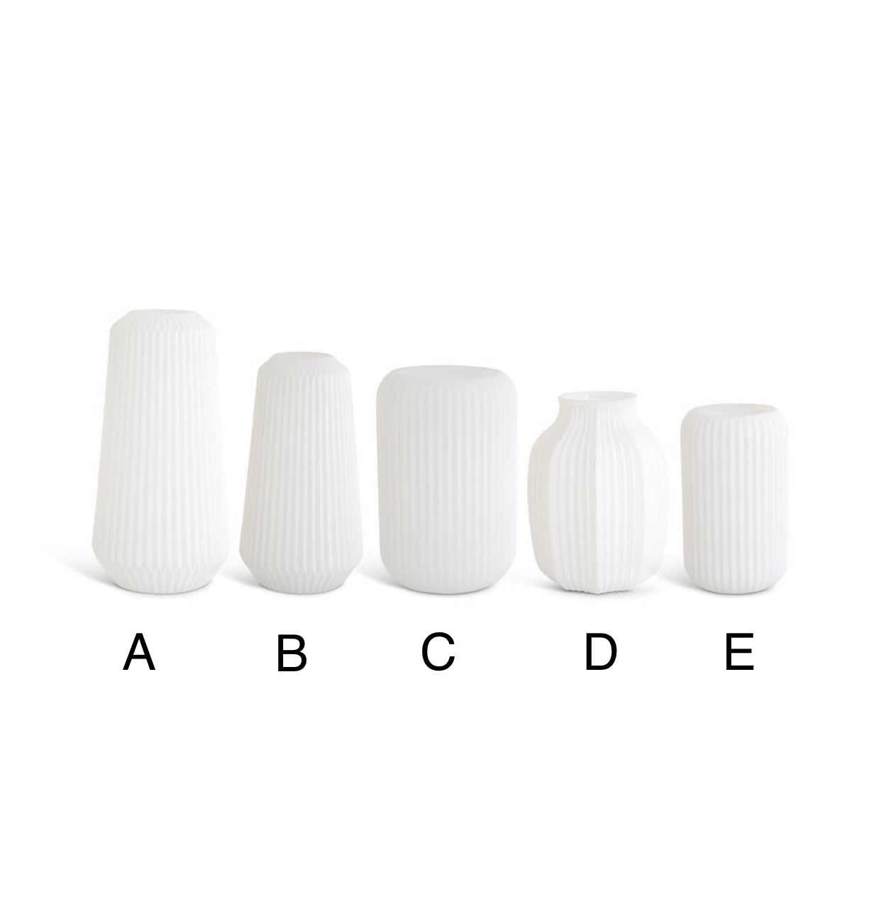 Matte White Pleated Glass Vases