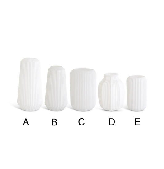 Matte White Pleated Glass Vases