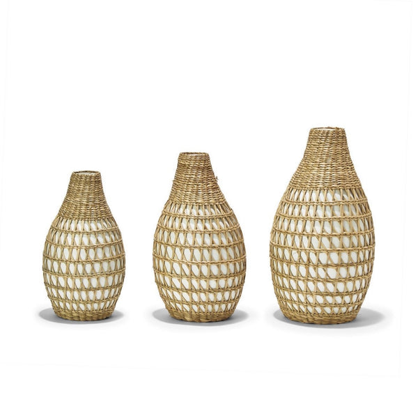 Bamboo and Seagrass Weave Hand-Crafted Decorative Vases