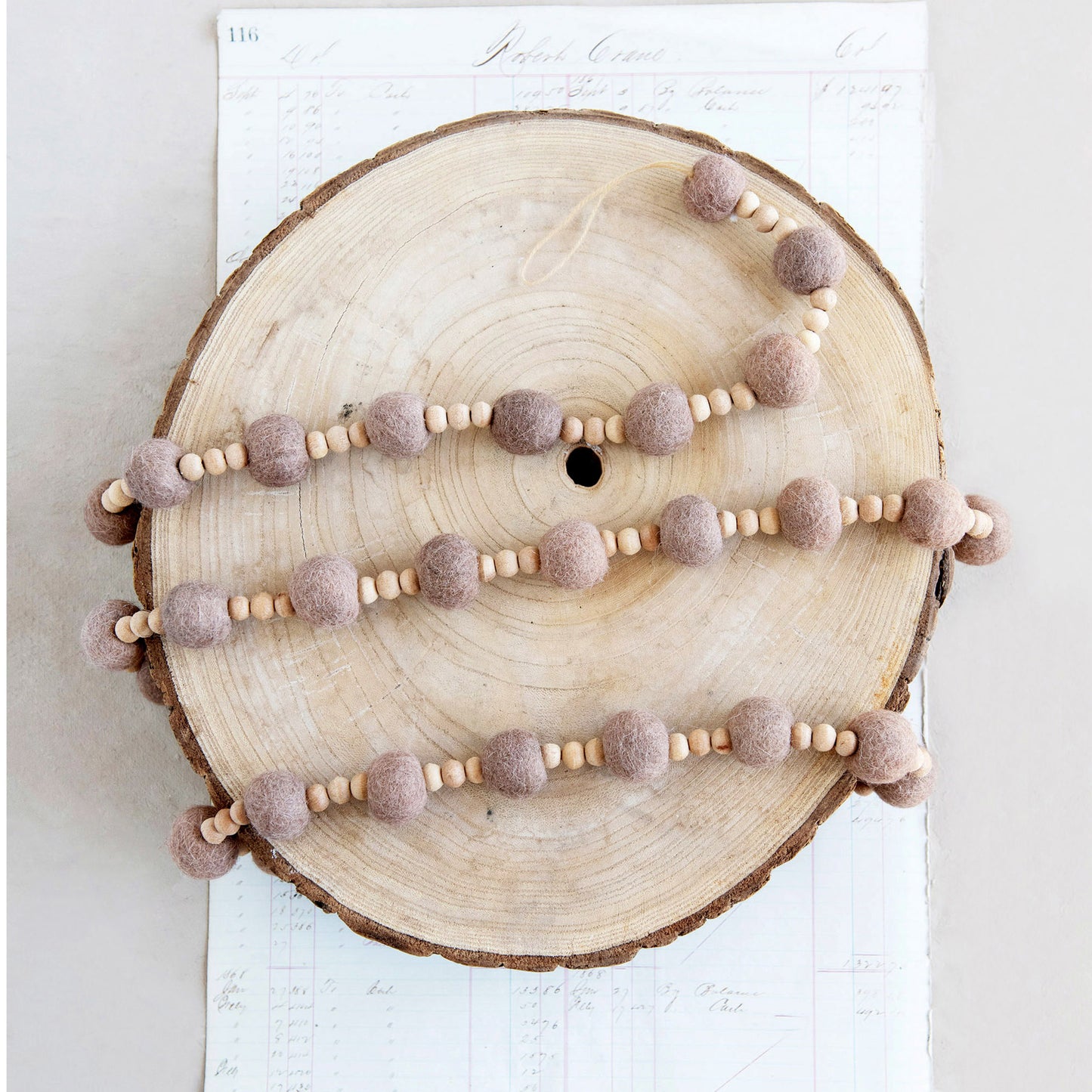 Wool Felt Ball and Wood Bead Garland, 72 in. L