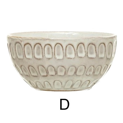 White Stoneware Prep/Serving Bowl with Debossed Pattern Reactive Glaze