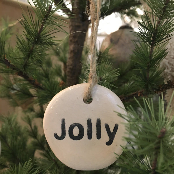 Stamped Stoneware Round Tag Ornament