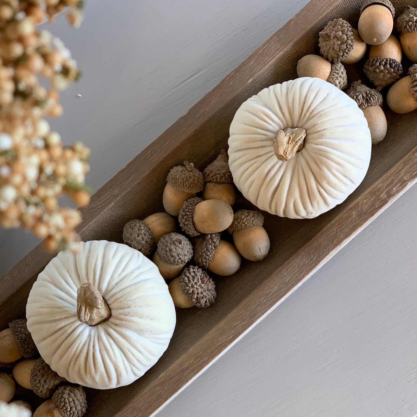 White Velvet Textured Resin Pumpkins