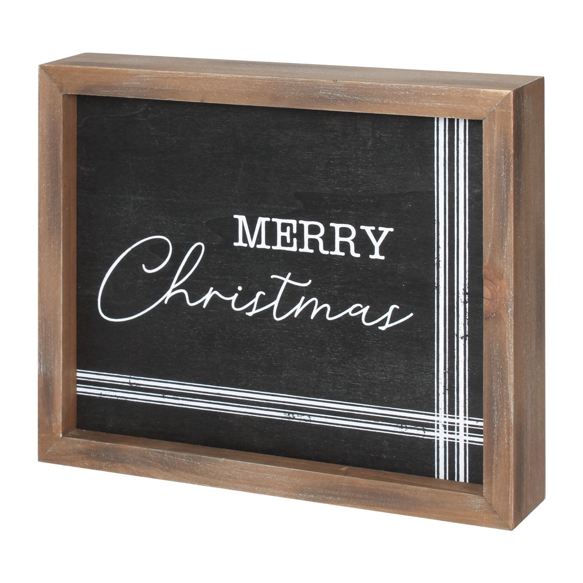 Black & White Merry Christmas Striped Sign