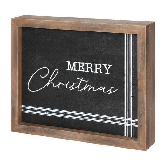 Black & White Merry Christmas Striped Sign