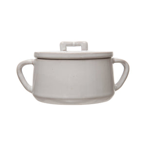 White Mini stoneware baking dish with lid 