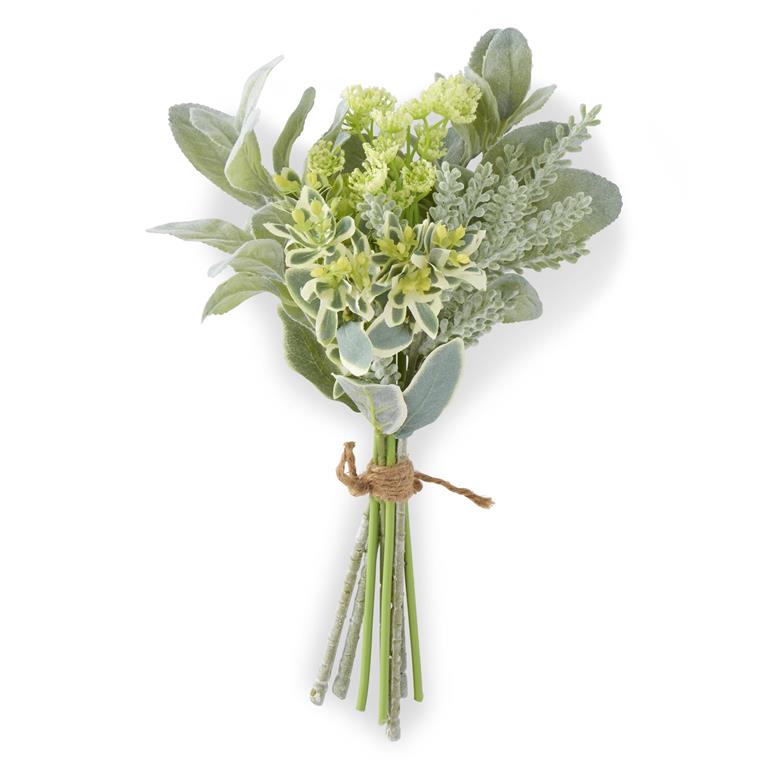Mixed Foliage Bundle with Variegated Milkweed and Cream Flowers, 11 1/2 in.