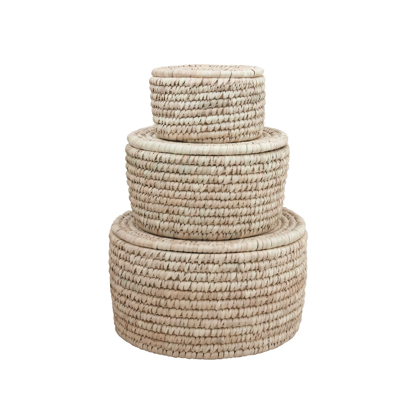 Round Hand-crafted Storage Basket with Lid