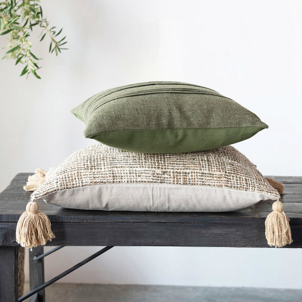 Green Pleated Cotton Down Pillow