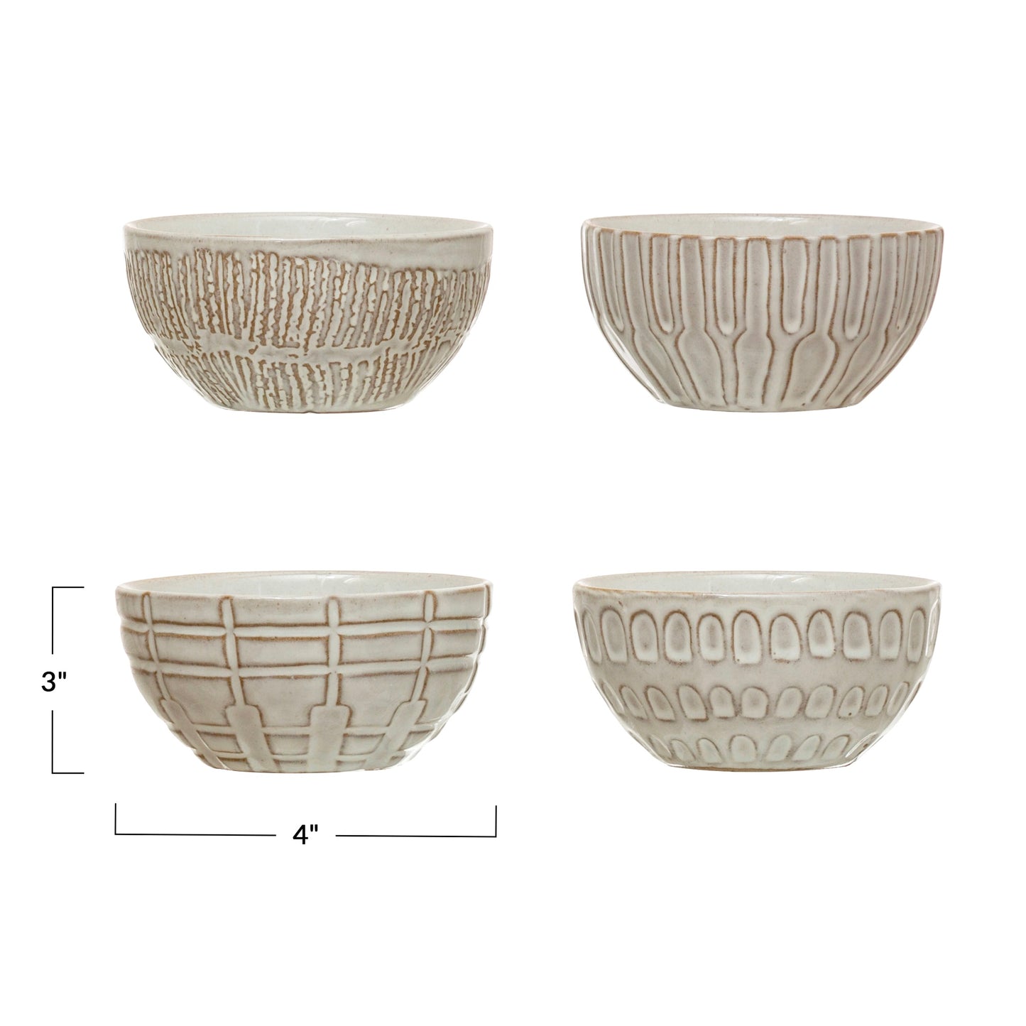 White Stoneware Prep/Serving Bowl with Debossed Pattern Reactive Glaze
