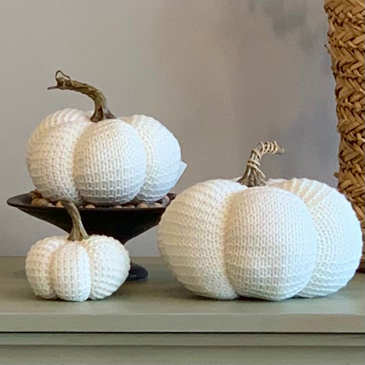 White Knit Stuffed Pumpkin
