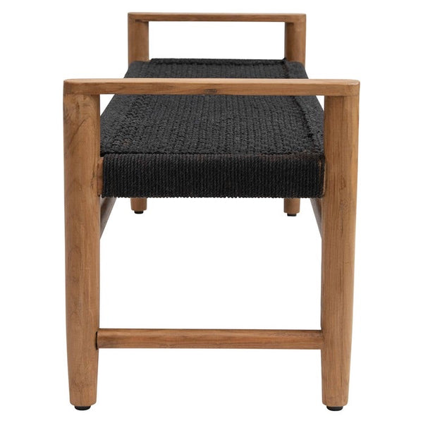 Teak Wood Bench w/ Woven Cotton Seat- 45-1/2"W x 15-1/2"D x 18-1/4"H
