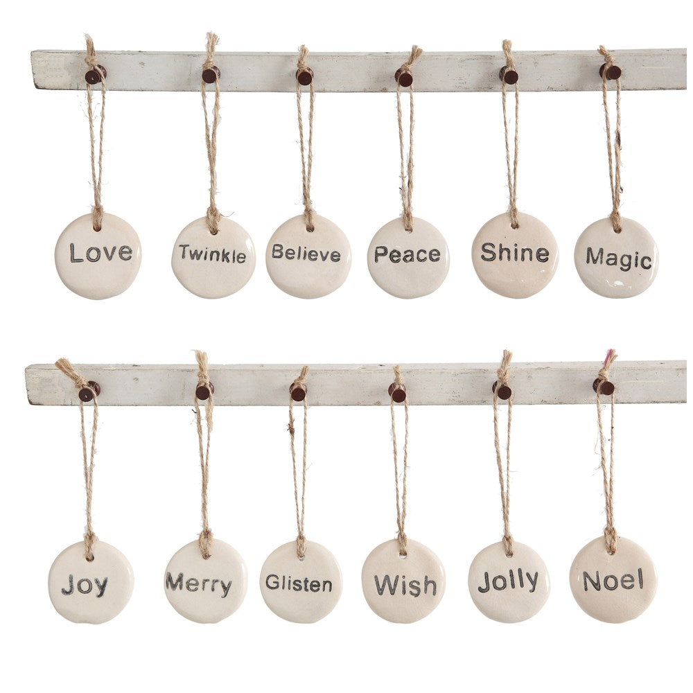 Stamped Stoneware Round Tag Ornament