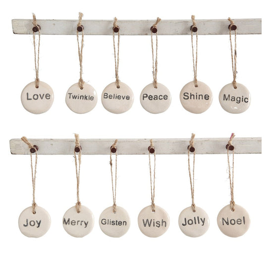 Stamped Stoneware Round Tag Ornament